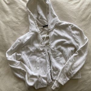 Brandy Melville white cropped zip-up